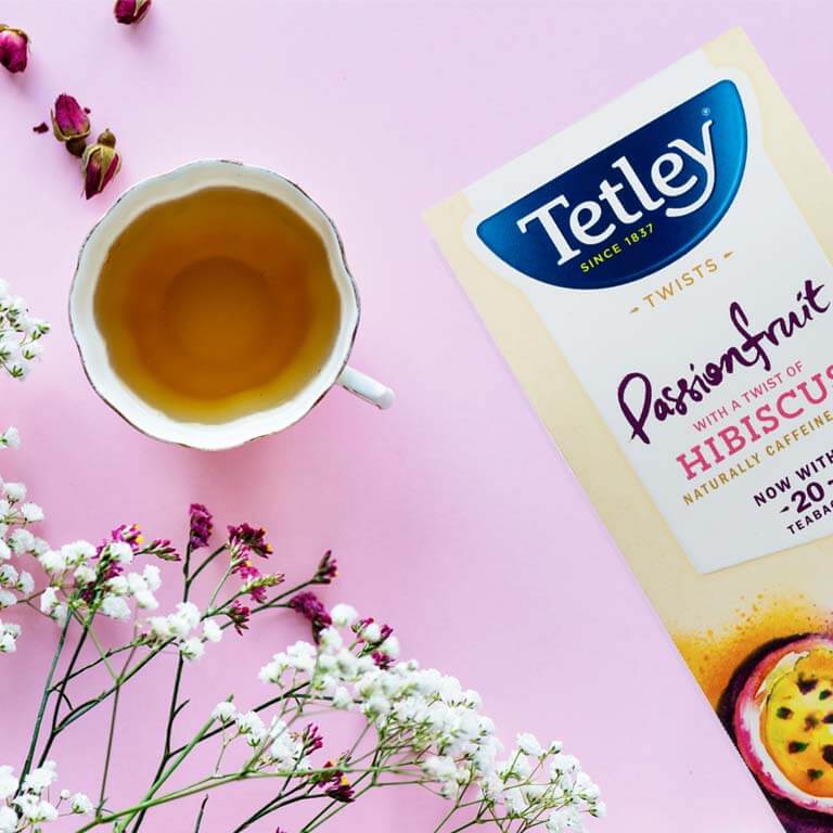 Tetley Passionfruit & Hibiscus Herbal Tea Mobile Banner